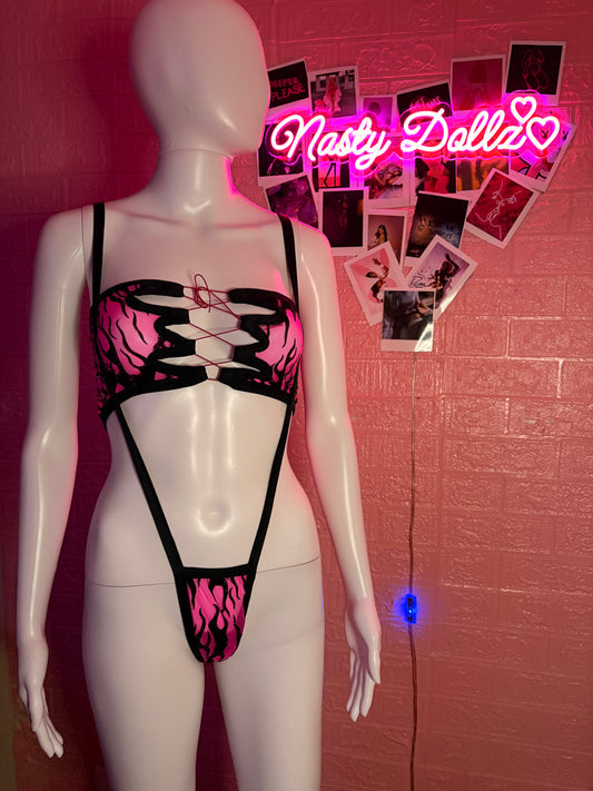 Glittery pink flame